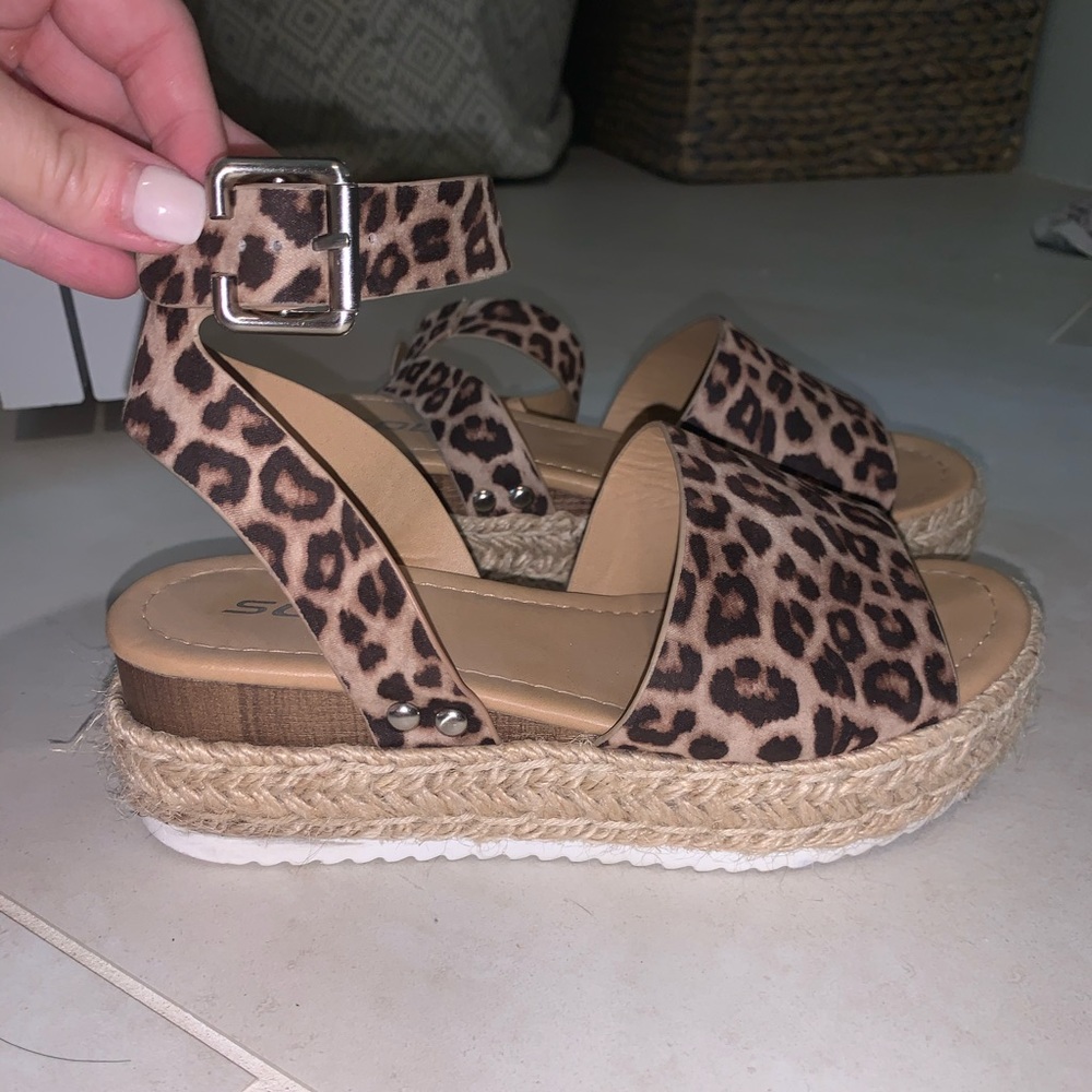 Leopard Espadrille platform sandals